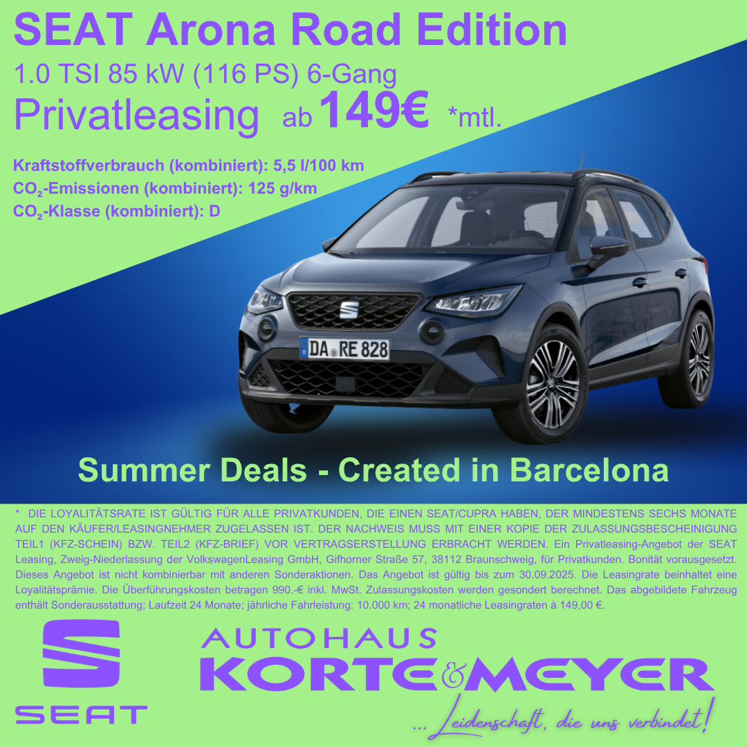 250717 SEAT Arona Road Edition Privat Meta Anzeige