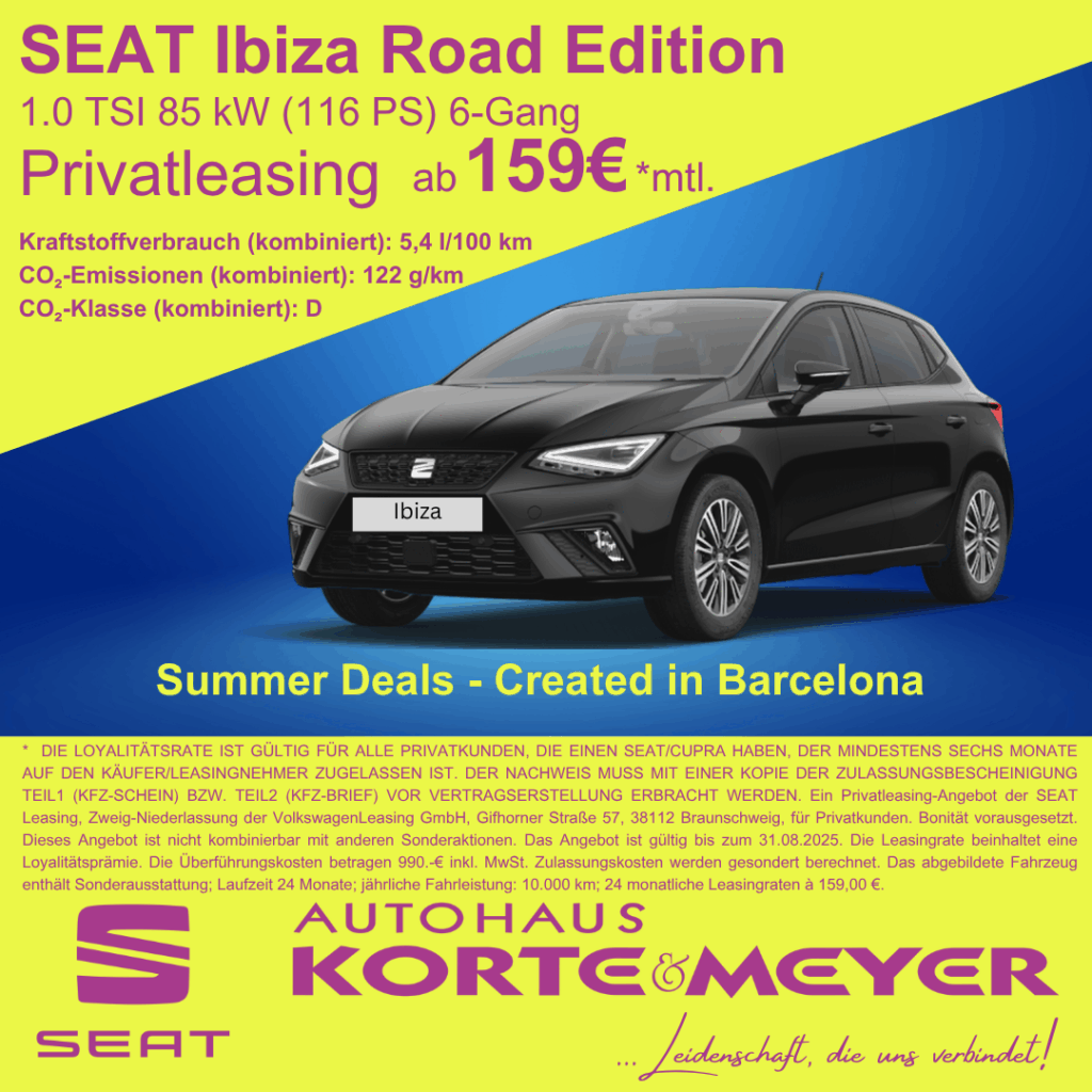 250717 SEAT Ibiza Road Edition Privat Leasing Meta Anzeige